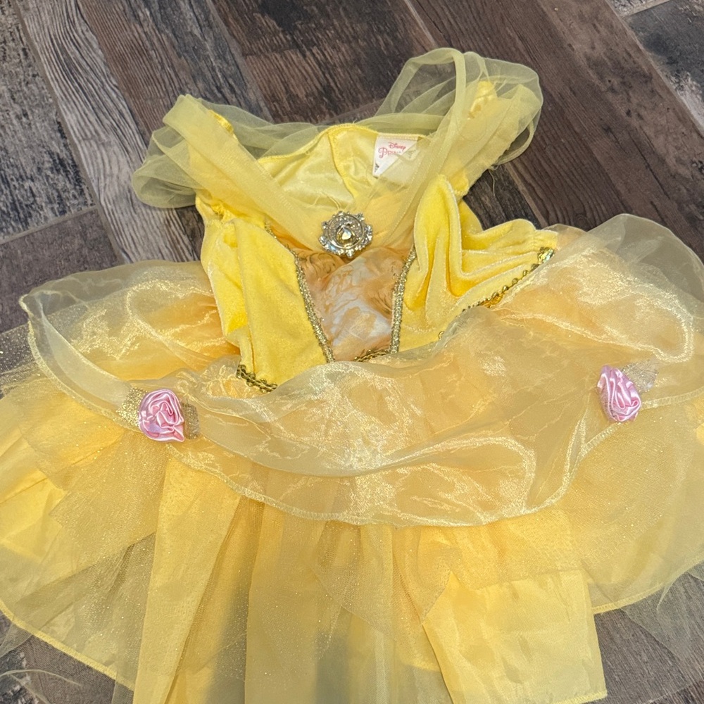 Disney Yellow Bell Princess Dress with Pink Accents
